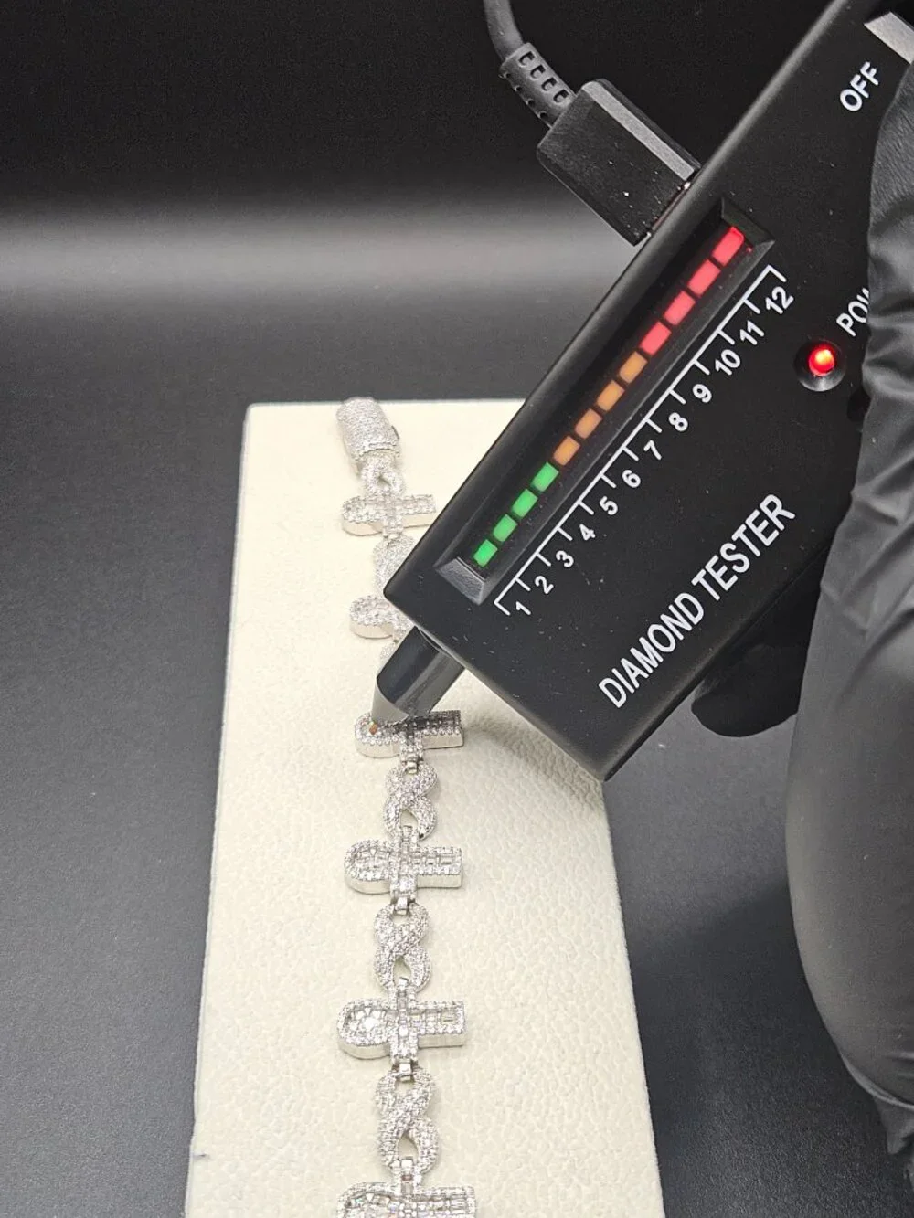 925 Sterling Silver Moissanite 16mm Ankh Infinity Bracelet 8 Inch